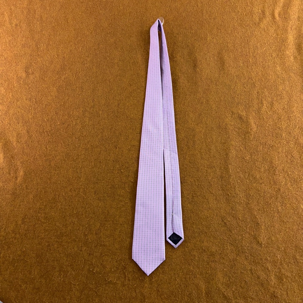 Robert Jensen Mens OS Purple Geometric Silk Hand Sewn Made in Italy Necktie New